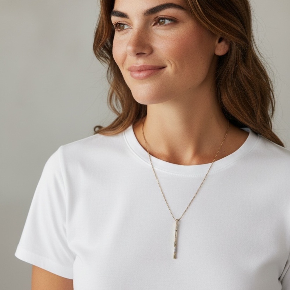 Faith Clover Gold Vertical Bar Pendant Necklace - Women